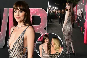 Dakota Johnson shimmers in see-through crystal mesh gown at ‘Madame Web’ premiere