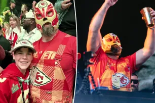 Jason Kelce attempting to return Kansas City Chiefs face mask to  fan post-Super Bowl: ‘I owe you big time’