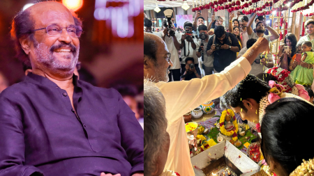 Rajinikanth attends wedding of Rohini theatre’s owner Revanth, blesses newlyweds. Watch