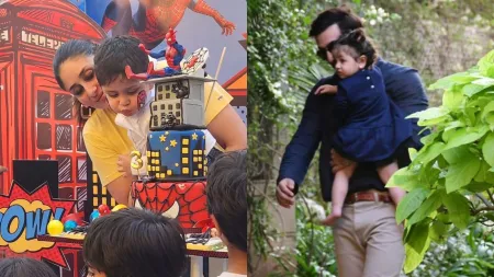 Inside Saif-Kareena’s son Jeh’s Spider-man themed birthday bash: Ranbir Kapoor walks in holding daughter Raha, Sonam Kapoor attends with son Vayu. Watch