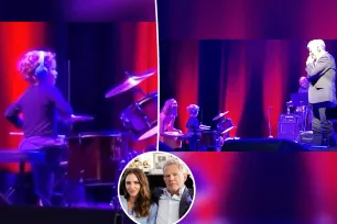 Katharine McPhee and David Foster’s ‘genius’ 3-year-old son, Rennie, plays drums in stage debut