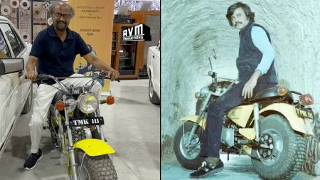 Rajinikanth takes fans back in time as he poses with retro bike from Paayum Puli days