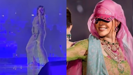 Rihanna performed barefoot at Ambani pre-wedding festivities in Jamnagar, had an unfortunate wardrobe mishap on stage