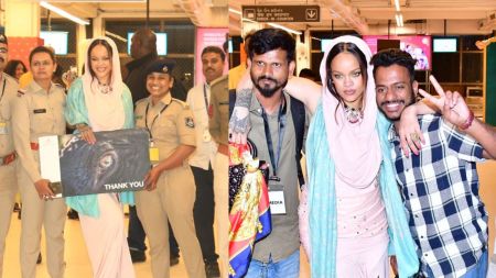 Rihanna hugs airport security officer as she leaves Jamnagar after performance, poses with paparazzi: ‘Such a humble lady’