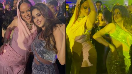 Janhvi Kapoor shares ‘thumkas’ with ‘goddess’ Rihanna as they dance to Zingaat at Ambani’s pre-wedding bash. Watch