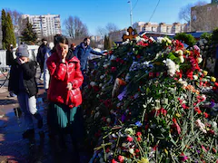 Putin Critic Alexei Navalny Supporters Flock To Grave To Pay Tribute Weeks After Death