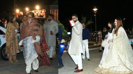 Amitabh Bachchan holds Aaradhya’s hand as they return from Jamnagar, Aishwarya Rai-Abhishek Bachchan jam together. Watch