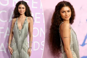 Zendaya shines in plunging fringe gown at Green Carpet Fashion Awards 