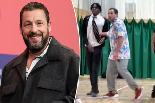 Adam Sandler surprises London fans by showing up to shoot hoops in local pickup basketball game