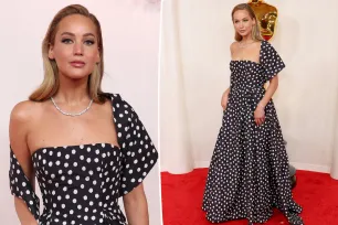 Jennifer Lawrence makes polka dots look glam on the Oscars 2024 red carpet