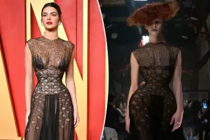 Kendall Jenner sports sheer gown and corset at 2024 Vanity Fair Oscars party: ‘Understood the no waist assignment’