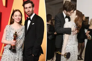 Emma Stone passionately kisses husband Dave McCary in rare PDA moment at Oscars 2024 party