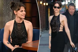 Kristen Stewart sizzles in backless beaded halter top for ‘Late Show with Stephen Colbert’ appearance