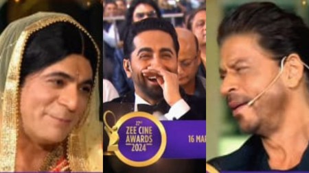 Sunil Grover plays Jaya Bachchan and Amitabh Bachchan in hilarious Kabhi Khushi Kabhie Gham skit, Shah Rukh Khan is in splits. Watch