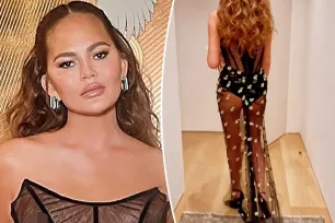 Chrissy Teigen reveals her ‘boob lift scars’ in daring sheer dress at Jay-Z and Beyoncé’s Oscars 2024 party