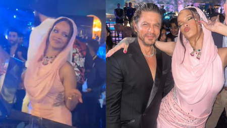 Rihanna grooves to Shah Rukh Khan’s Chaleya as Isha Ambani, Radhika Merchant, Orry join in. Watch