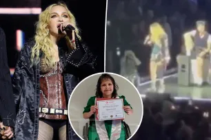 Wheelchair-bound Madonna fan reacts to singer scolding her for sitting down at concert