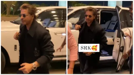 Shah Rukh Khan is all about swag as he sports ponytail at Mumbai airport, reminds fans of Pathaan. Watch