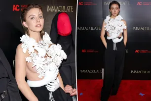 Sydney Sweeney goes braless underneath sculptural top at movie premiere