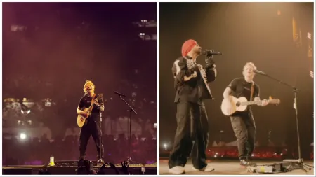 Ed Sheeran sings in Punjabi with Diljit Dosanjh at Mumbai concert, fans call it ‘unexpected crossover’. Watch