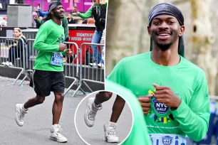 Lil Nas X runs NYC Half Marathon in Coach high-top sneakers after failing to secure appropriate shoes