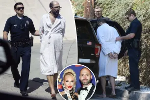 Christine Quinn’s husband arrested for domestic violence, led out of home handcuffed and barefoot in bathrobe