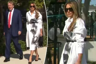 Melania Trump wears four-figure white shirtdress with Donald Trump for Florida primary vote