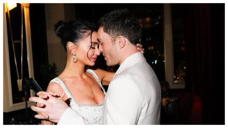 Amy Jackson walks in with son Andreas as she hosts engagement dinner with Ed Westwick. See pics