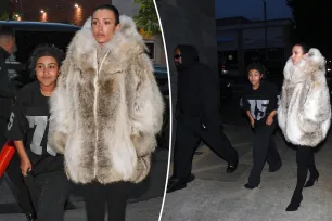 Kanye West’s wife Bianca Censori covers up in fur coat while out with rapper and North West