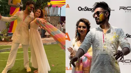 Ankita Lokhande and Vicky Jain throw a fun Holi bash, give glimpses of their music video Laa Pila De Sharaab