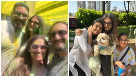 Aishwarya Rai, Abhishek Bachchan, Aaradhya party together as they celebrate Holi with friends. See pictures