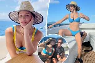 Bikini-clad Katharine McPhee flaunts abs while celebrating 40th birthday on boat