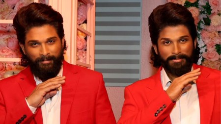 Allu Arjun meets his wax statue at Madame Tussauds, daughter Arha strikes Pushpa’s iconic pose. Watch