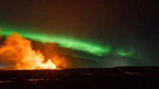 Watch: Iceland Volcano erupts in backdrop of Northern Lights