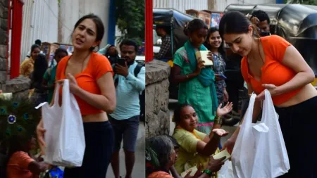 Sara Ali Khan schools beggar while distributing food, urges paps not to record: ‘Please don’t do it’