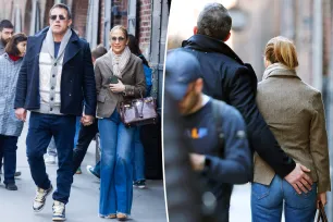 Ben Affleck and Jennifer Lopez show some playful PDA while celebrating Easter over brunch