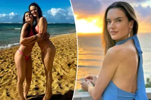 Alessandra Ambrosio and look-alike daughter look peachy in coordinating bikinis