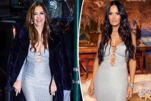 Elizabeth Hurley channels Lisa Barlow’s ‘RHOSLC’ reunion style in skintight silver dress