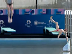 Video: French Diver Slips During Olympic Pool Opening In Front Of Macron