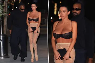 Bianca Censori dons lace bra and tights for dinner date with Kanye West