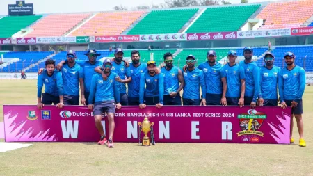 Watch: Sri Lankan players collect trophy in practice kits after whitewashing Bangladesh ‘to tell the World that they have played 2 practice match’