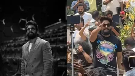 Birthday boy Allu Arjun’s fans throw cash at him, excited man falls through the fence into his house. Watch