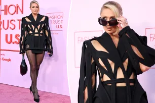 Paris Hilton ditches bra in daring cutout coat on Fashion Trust U.S. Awards red carpet