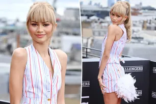 Zendaya shows off blond bangs and feathered tail at ‘Challengers’ London photocall