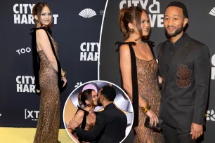 Chrissy Teigen wears completely sheer animal-printed dress in most daring red carpet look yet