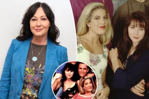 Shannen Doherty wore the same blood-stained Betsey Johnson dress Tori Spelling lost her virginity in