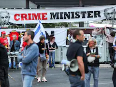 Relatives Of Israeli Hostages Burn Symbolic Table Outside Netanyahu's House