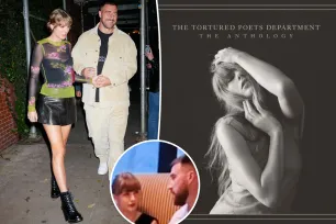 Taylor Swift and Travis Kelce sit on same side of the booth during cozy Los Angeles dinner date