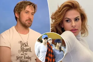 Ryan Gosling gives subtle shoutout to Eva Mendes on press tour with T-shirt