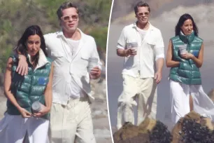 Brad Pitt and girlfriend Ines de Ramon go on romantic morning stroll in Santa Barbara